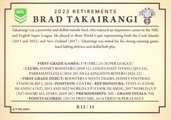 2024 NRL Traders Titanium - Retirements #R12 Brad Takairangi Back